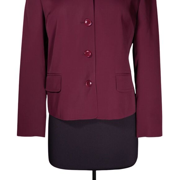 Talbots Women's Blazer Burgundy Red Wool Lined Work Career Office Suit Jacket 6P - Picture 6 of 9